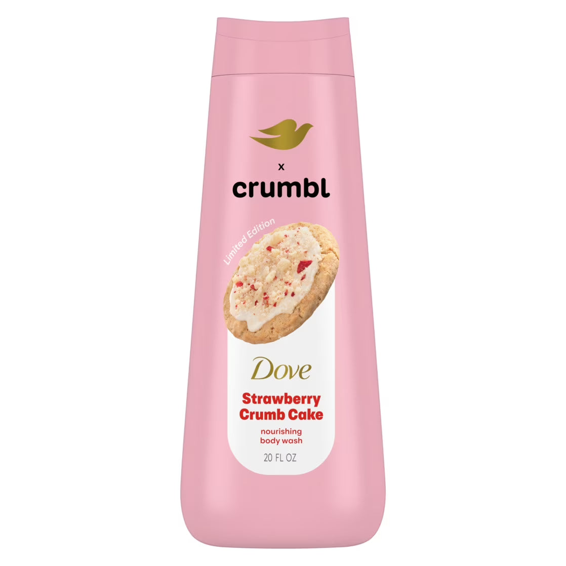 DOVE  Crumbl Edición Limitada Gel de Baño Pastel de Migas de Fresa, 20 fl oz