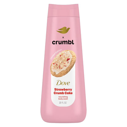 DOVE  Crumbl Edición Limitada Gel de Baño Pastel de Migas de Fresa, 20 fl oz