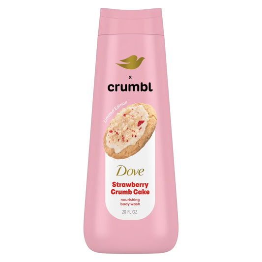 DOVE  Crumbl Edición Limitada Gel de Baño Pastel de Migas de Fresa, 20 fl oz