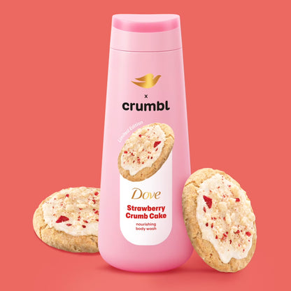 DOVE  Crumbl Edición Limitada Gel de Baño Pastel de Migas de Fresa, 20 fl oz